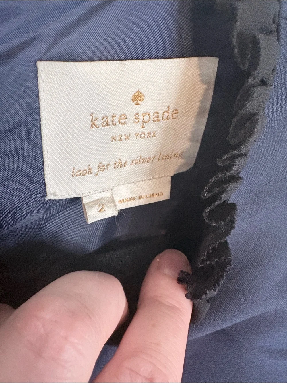 Kate Spade New York Navy Fit & Flare Dress Velvet Bow Size 2